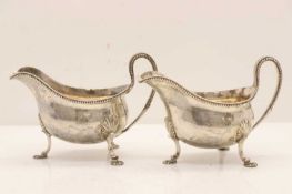 A pair of George III silver sauceboats,