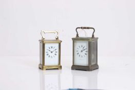 Two brass carriage clocks,