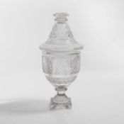 A Regency Anglo-Irish cut glass vase and cover,