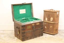 An oak and wrought iron bound silver chest,