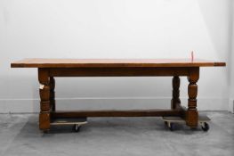 An oak dining table,