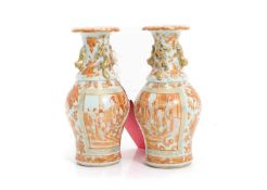 A pair of Chinese Canton porcelain vases,
