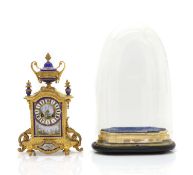 A French ormolu and painted porcelain mantel clock,