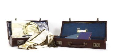 A collection of masonic items in two cases,
