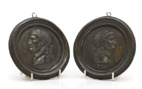 Two Grand Tour pewter medallions,