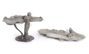 An Art Nouveau pewter dish,