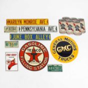 A collection of ten reproduction enamel signs,