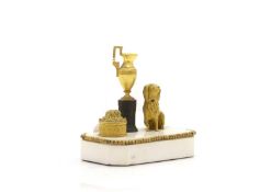 A French marble and ormolu desk stand,