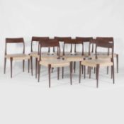 A set of ten Laskasas 'Karen' lacquered dining chairs