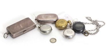 A silver sovereign and half sovereign case of rectangular form,