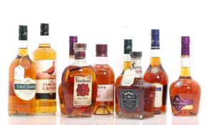 A selection of whiskies & brandies,