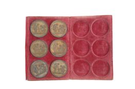 A set of six bronze Pantechnetheca medallions, Charles Jones, circa 1830,
