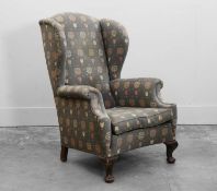A Queen Ann style wing armchair,