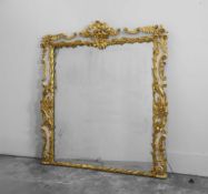 A painted and parcel gilt overmantel mirror,
