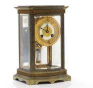 A French skeleton mantel clock,