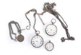Three silver pocket watches,