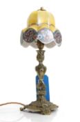 A gilt brass candlestick lamp,