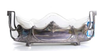 A large Art Nouveau silver-plated and cut glass centre bowl,