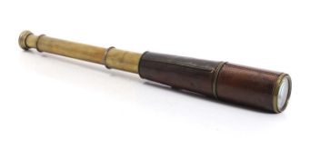A First World War brass and leather four-drawer telescope,