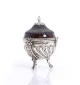A Victorian silver and tortoiseshell dressing table pot and cover,