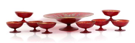 A collection of Venetian enamelled ruby glass,