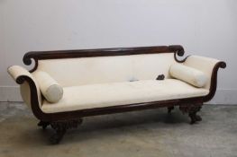 A William IV mahogany chaise longue,