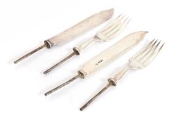A Victorian set of silver fish knives and forks,