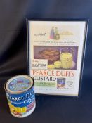 Pearce, Duff’s Gold Custard Powder tin (1 lb net) together with a framed advertisement.