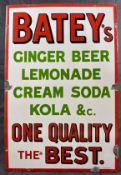 Advertising:  Bateys Ginger beer, Lemonade, Cream Soda & Cola enamel sign