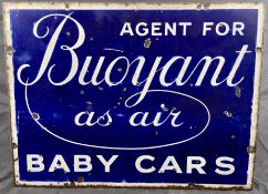 Advertising:  Buoyant Baby Cars enamel sign