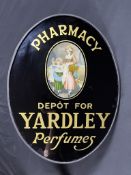 Advertising: Yardley glass advertising sign