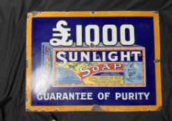 Advertising:  Sunlight Soap Enamel Sign