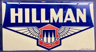 A Hillman Cars Double Sided Enamel Sign