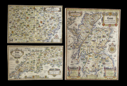 A trio of vintage Esso paper maps, each with a printed card border for framing.