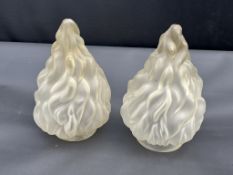 A Pair of Flame Glass Lantern Globes