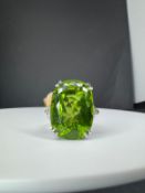 PLATINUM APPROX BURMA 22.00ct PERIDOT & TRILLIANT CUT 1.00ct DIAMOND RING APPROX 14.0g 