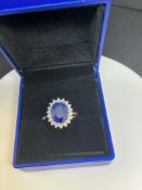 CERTIFICATED 7.52ct BLUE SAPPHIRE & 0.70ct DIAMOND RING - 8.2g