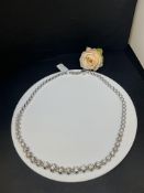 10.72ct NATURAL DIAMOND SET NECKLACE - 14ct WHITE GOLD - 30.00g