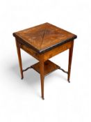 An Edwardian rosewood and sycamore marquetry envelope card table