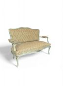 A late 19th century Louis XV style painted and gilt bronze mounted sofa