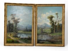 Salvatore Maresca (Italian, late 19th / early 20th century School) A pair of landscapes with figures