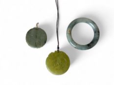 Three items of jade jewellery, nephrite type
