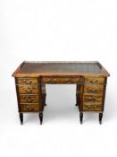 A Victorian mahogany and brass inlaid and bound desk