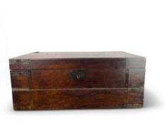 A large William IV rosewood and brass bound military writing box