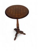A 19th century walnut and sycamore inlaid circular occasional / games table