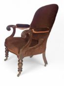 A Victorian mahogany upholstered armchair by Gillow