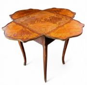 A late 19th century French kingwood and tulipwood floral marquetry envelope side table