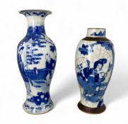 Two 19th century Chinese blue and white baluster vases