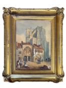 After Thomas Shotter Boys (British, 1803-1874), Cathedral and Ancient Gateway, Huy on the Meuse