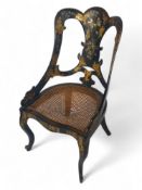 A Victorian black and gilt papier mâché side chair